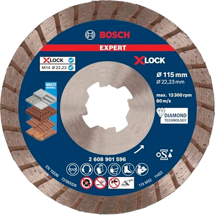 Bosch Expert MultiMaterial x-lock Diamanttrennscheiben, 115 x 22,23 x 2,4 mm, selbstschärfend – Bild 1