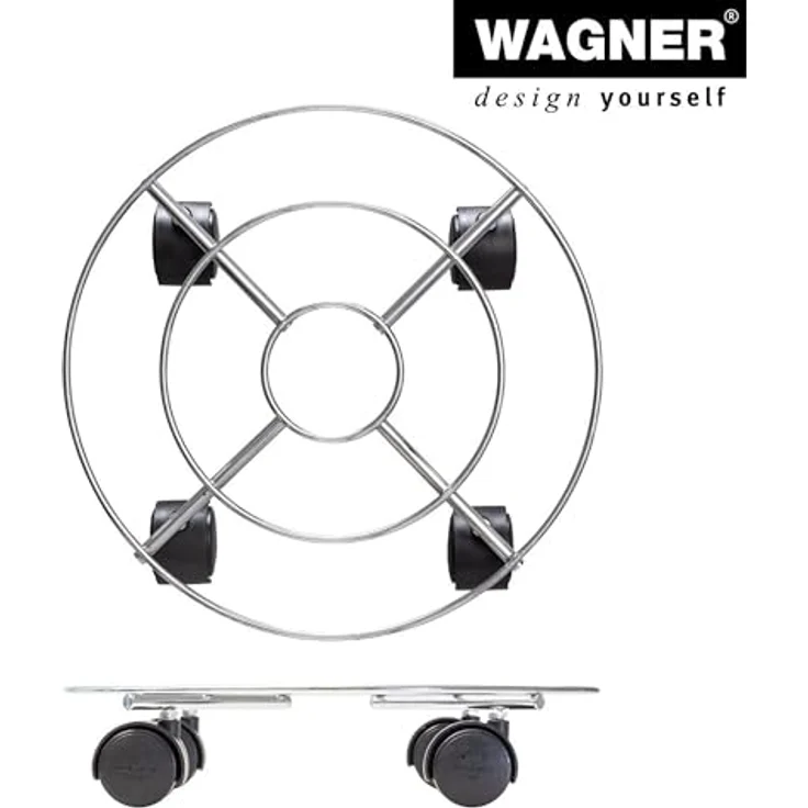 WAGNER Pflanzenroller Chrome Ø 30 cm I Pflanzenroller für Innenbereich, Chrom I Blumenroller aus verchromten Stahl I Kübelroller Silber-glänzend I Tragkraft 60 kg ? 20092901 – Bild 5