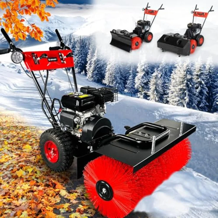 BRAST Benzin-Kehrmaschine 3in1, 80cm, 5,14kW (7PS) mit Kehrbürste, Laubsammler und Schneeräumer – Bild 1