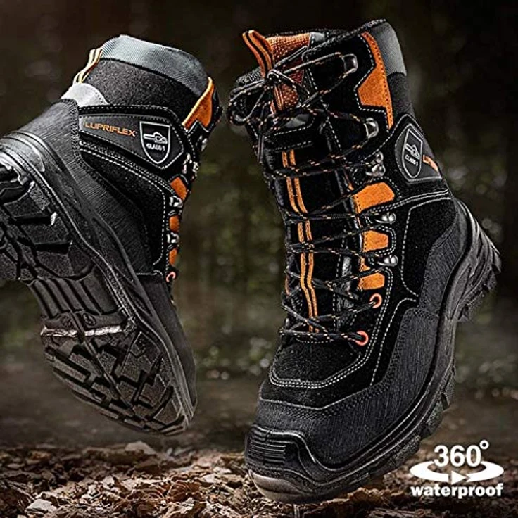Lupriflex Sportive Hunter S3 SRC, Sicherheitsschuhe Forststiefel, wasserdicht, Schnittschutz, Gr. 48, schwarz/Signalorange – Bild 4