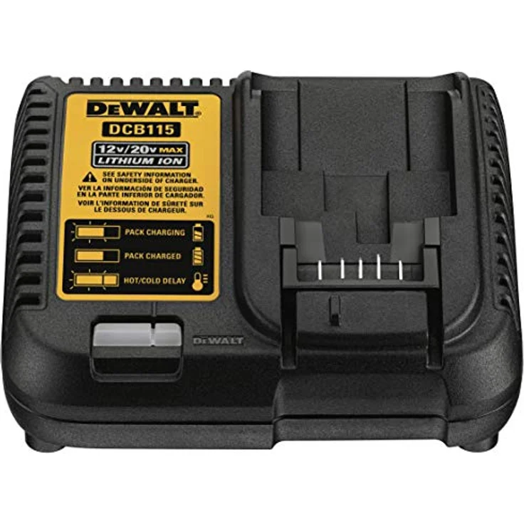 DeWalt Akku-Schnellladegerät- Akkuladegerät (10,8- 18 Volt, lädt alle XR-Schiebe Akkus, schonendes Schnellladen, Wandmontage möglich, platzsparend) DCB115 – Bild 2