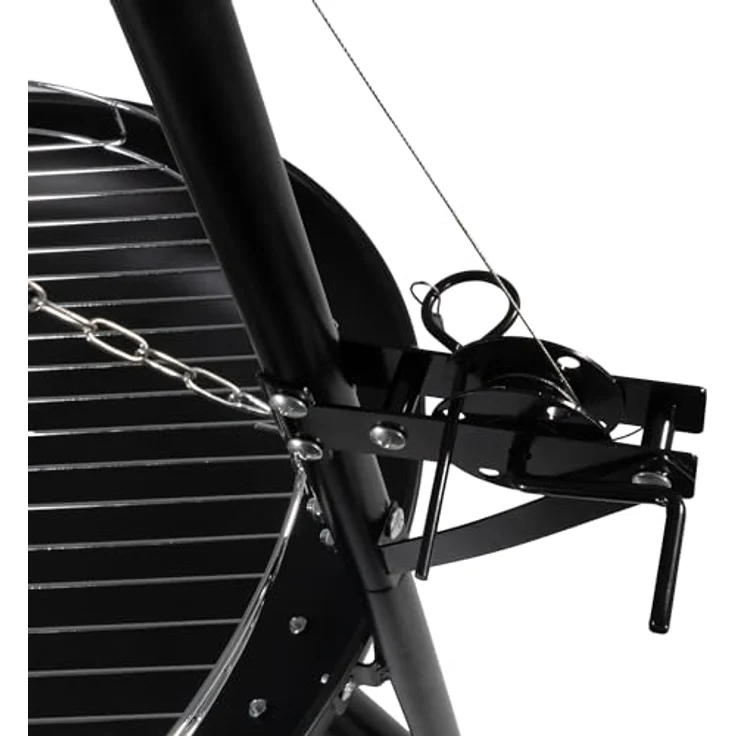 Lemodo Holzkohlegrill – Schwenkgrill mit Kurbel und höhenverstellbarem Grillgitter, stabile Feuerschale, Outdoor BBQ Grill für Garten – Bild 4