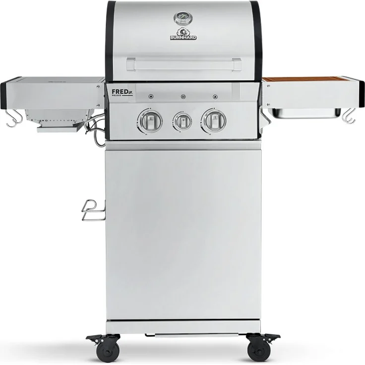 BURNHARD Gasgrill Fred, 2-Brenner Gasgrill, 900 Grad Infrarot-Keramikbrenner, 2023er Version, 10,5 kW Gasgrill 2 Brenner Deluxe – Bild 1