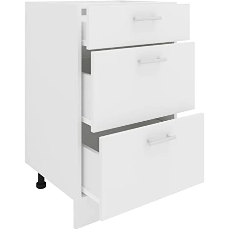 VCM Unterschrank, 3 Schubladen, Holzwerkstoff, Weiß, OneSize – Bild 1