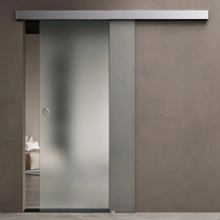 doporro Design Glasschiebetür Amalfi 77,5 x 215 cm | Soft-Close System | ESG-Sicherheitsglas Satiniert, Muschelgriff – Bild 2