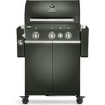 BURNHARD 3-Brenner Gasgrill FRED GREEN, inkl. Backburner, 900°C Infrarot-Keramikbrenner, Edelstahl-Grillrost, klappbare Seitentische, Wetterfeste Grillabdeckung