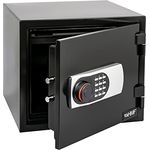 HMF 46161 Safe Tresor Feuerfest 60 Minuten mit Zahlenschloss | 41,2 x 35,5 x 36,3 cm