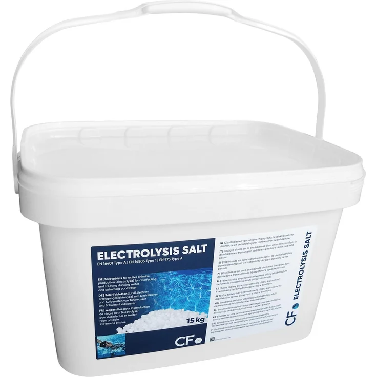 CF Elektrolyse Salz Poolsalz Tabletten, 15 kg für Aktivchlor-Erzeugung, Natriumchlorid 1000 mg/g