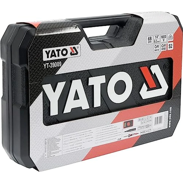 Yato Werkzeugkoffer 68 Teile, Werkzeugset aus Chrom-Vanadium Stahl, isoliert bis 1000 Volt, schlagfester Transportkoffer – Bild 6