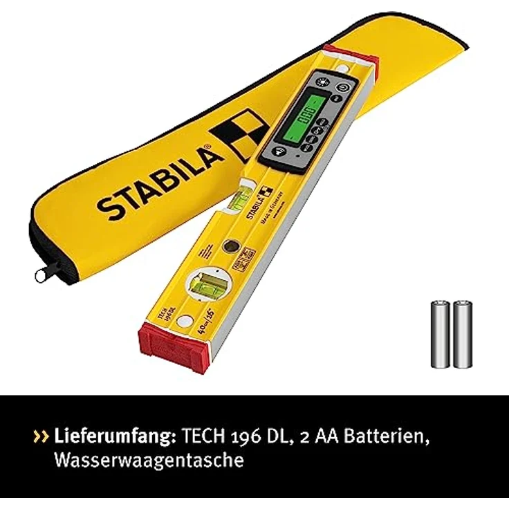 STABILA Elektronik-Wasserwaage TECH 196 DL - digitale Wasserwaage wasser- und staubdicht nach IP 67, 2 Digital-Displays, kalibrationsfrei mit Tasche, 40 cm - Preisvergleich – Bild 2
