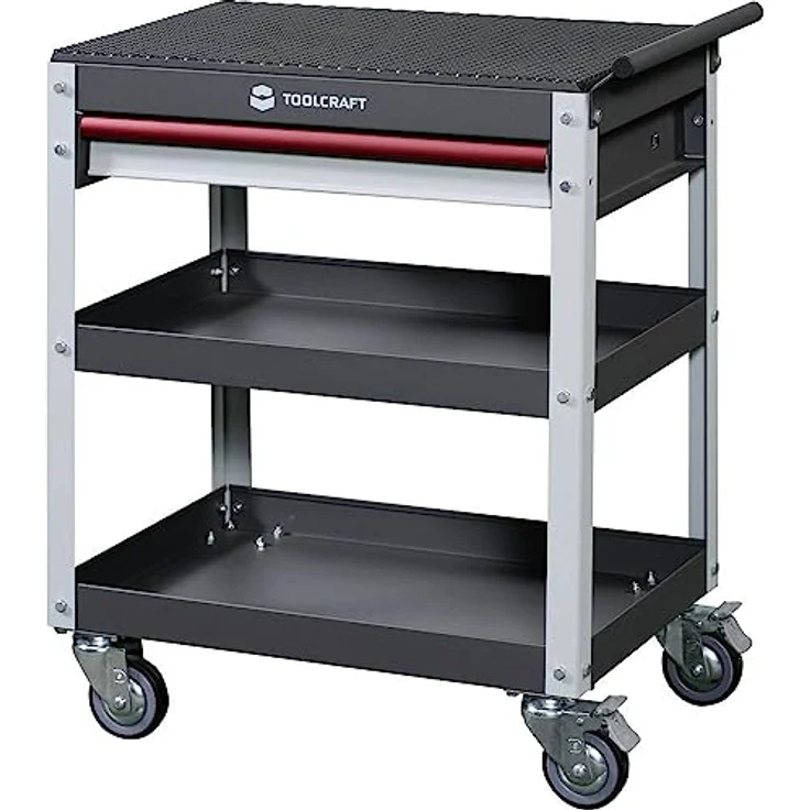 Toolcraft 553942 Servicewagen, Werkstattwagen mit 1 Schublade und Schubfacharretierung, grau/leich grau/rot – Bild 2