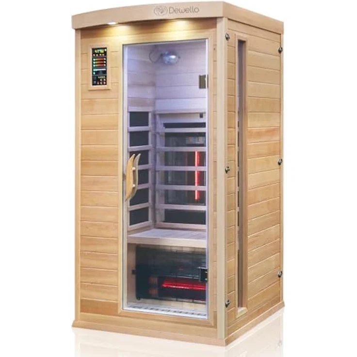 Dewello Infrarotkabine PIERSON PRO 100 Wärmekabine, 3 DUO-Vollspektrumstrahler, Farblichttherapie, Ionisator, Ozondesinfektion und Aromatherapie, BxTxH: 100 x 100 x 190 cm, (Multimedia, USB-Anschluss & Bluetooth möglich) – Bild 3