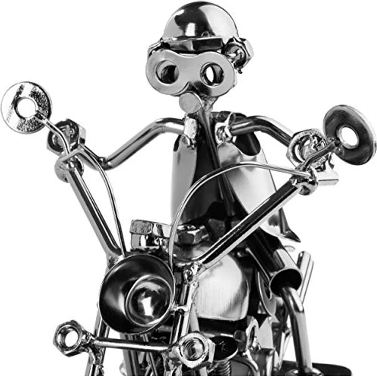 BRUBAKER Schraubenmännchen Motorradfahrer - Metallfigur Handarbeit - Motorrad Geschenk – Bild 5