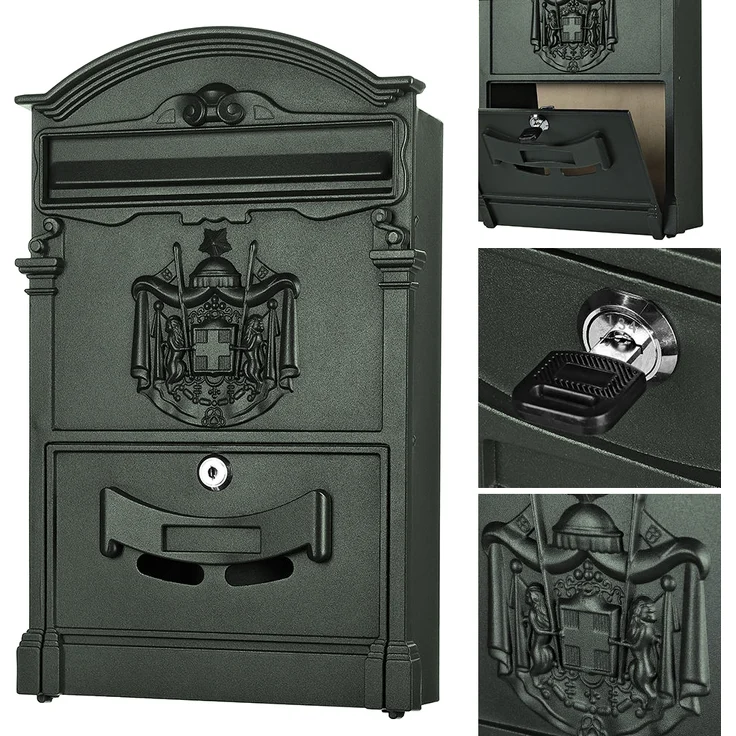 Briefkasten Antik Wandbriefkasten Briefkastenanlage Mailbox Letterbox Grün – Bild 2
