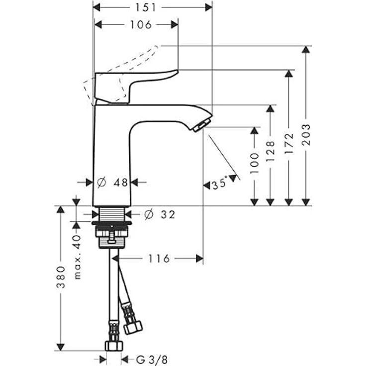 hansgrohe Metris 110 Spültischarmatur, chrom, LowFlow, ComfortZone 110, Normalstrahl, Durchflussmenge 3,5 l/min – Bild 3