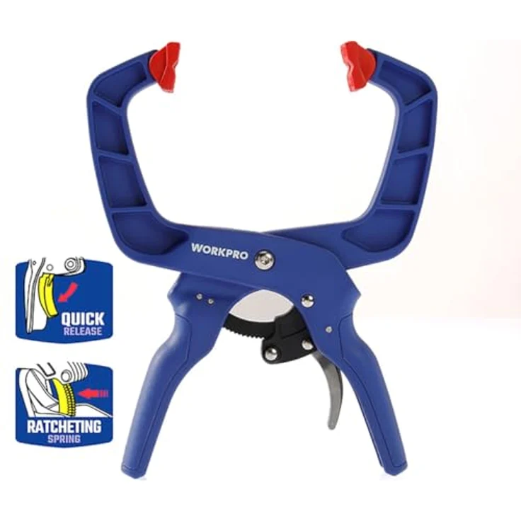 WorkPro Ratschenzwinge WP232014, Spannweiche 50mm, Ausladung 50mm, ideal für Befestigung und Installation – Bild 2
