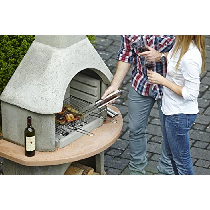 Buschbeck Holzkohlegrillkamin Carmen, grau-terrakotta, 65 x 110 x 203 cm, Grillfläche 53 x 34 cm – Bild 3