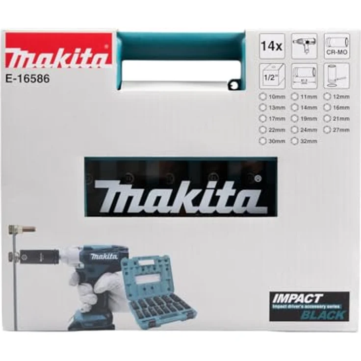 Makita Bit- und Steckschlüsselset E-16586, 14-teilig im Koffer, Impact Black, Außenvierkantaufnahme 1/2" – Bild 5