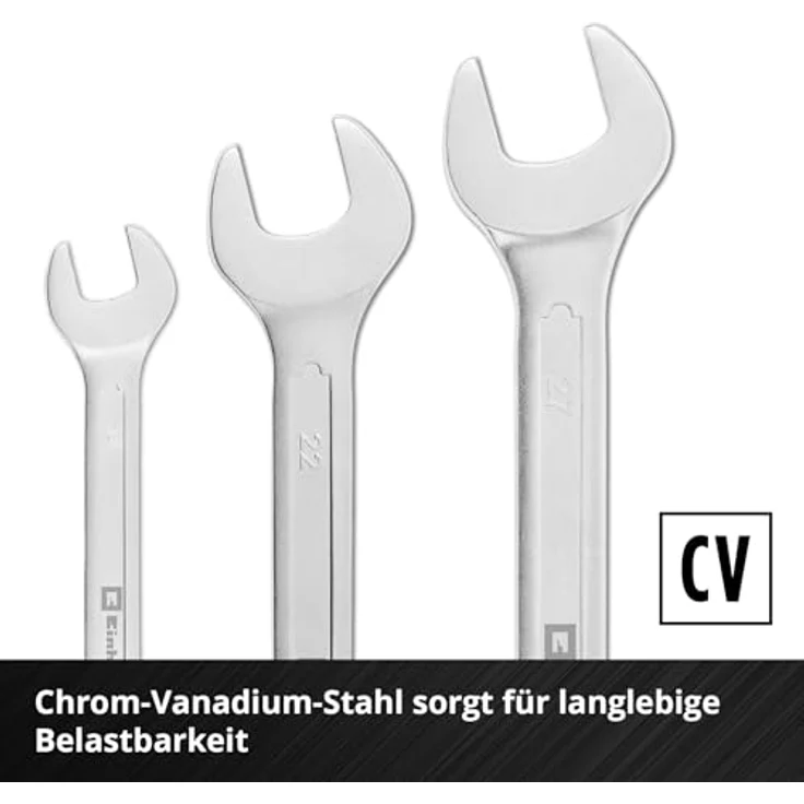 Einhell Werkzeugkoffer E-Case 370521, 19-teiliges Gabel-Ringschlüssel-Set aus Chrom-Vanadium-Stahl, Carbon-Optik – Bild 7