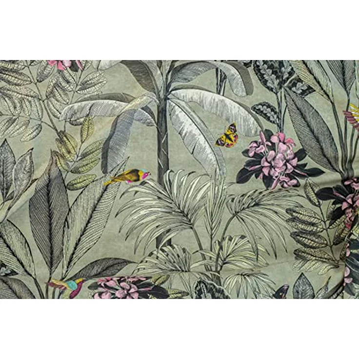 Vorhang floral grün | Blickdicht blüten modern | Wohnzimmer Schlafzimmer Kinderzimmer | 140x245cm – Bild 3