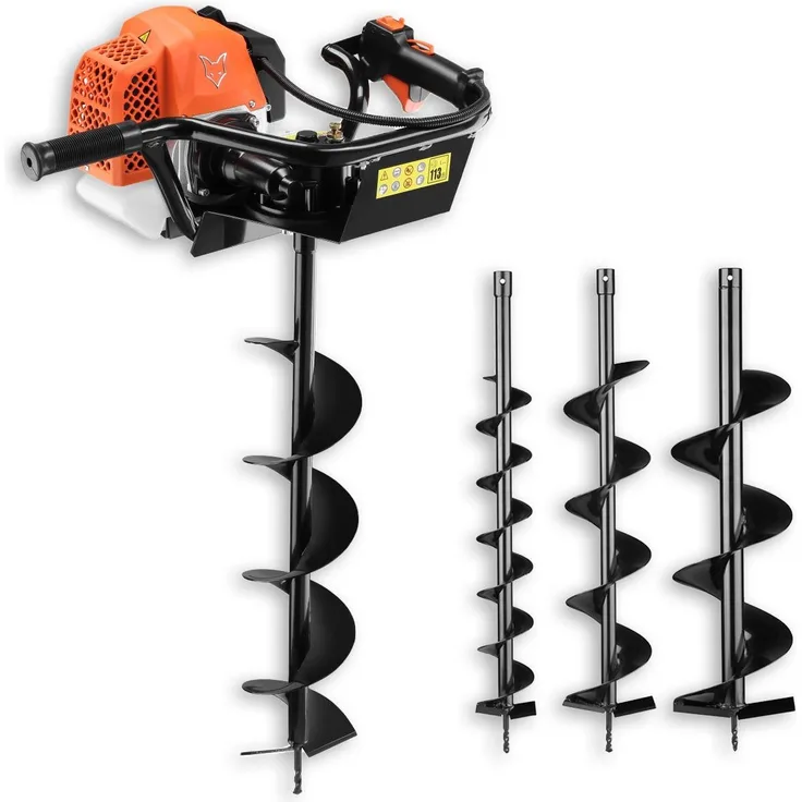 FUXTEC Erdbohrer FX-EB162, mit 100/150/200mm Bohrer, Easy Starter und innovativem Ölkontrollfenster, grün