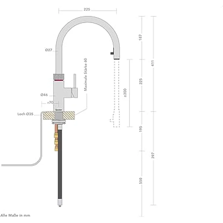 QUOOKER Flex Küchenarmatur mit COMBI+ Reservoir, verchromt glänzend, 7 Liter Kochender Wasser, 270° drehbar, inkl. 7 Jahre Garantie – Bild 4