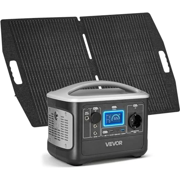 VEVOR Tragbare Powerstation M6, 493 Wh LiFePO4 Akku mit 100-W-Solarpanel, 600 W Solargenerator, 7 Ausgänge, ideal für Camping und Notstromversorgung – Bild 1