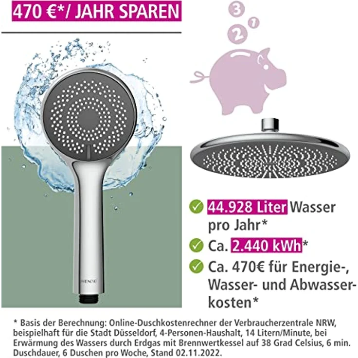 WENKO Duschsystem Watersaving, Wellness-Paradies mit Chromeffekt, wasser- und energiesparend – Bild 6