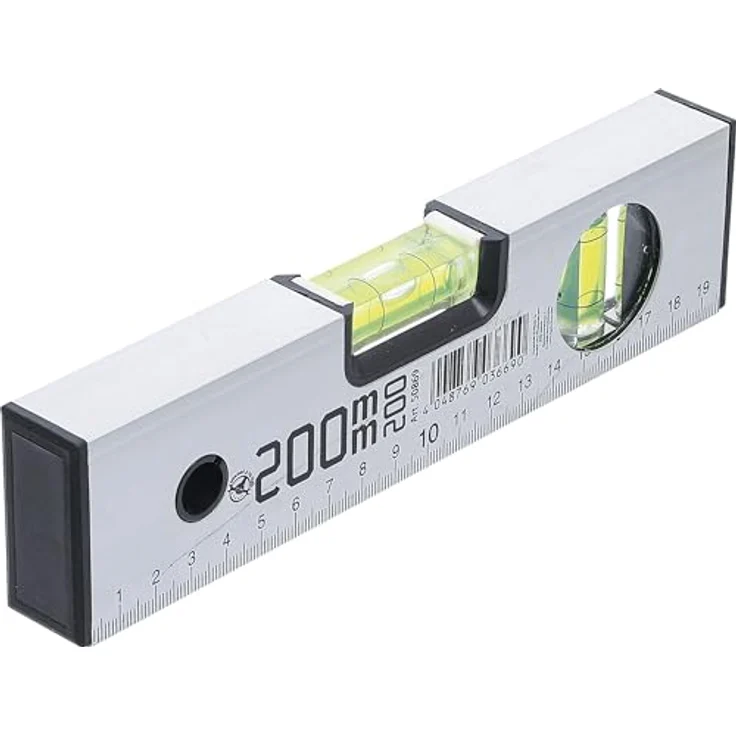 BGS Do it yourself 50869 | Wasserwaage 200 mm | Aluminiumkörper, horizontale und vertikale Libelle – Bild 1