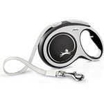 Flexi - Rollschnur New Comfort Band - 8 Meter Langes Kabel bis 50 kg - Schwarz - 1 Stück, Large