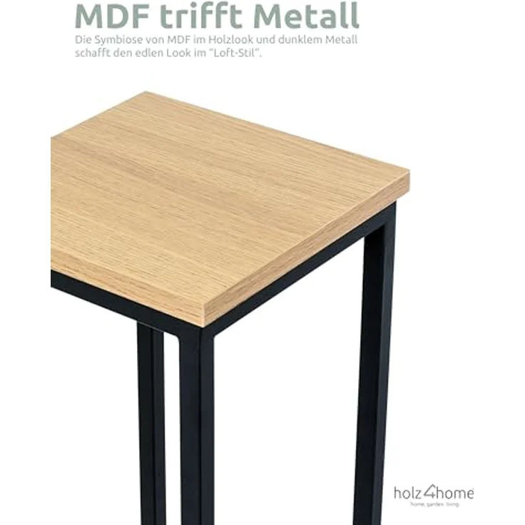 holz4home® Blumenständer Dekoständer MDF Sonoma Eiche mit Metallgestell, Loft- und Industriestil, natürliche Eleganz – Bild 4
