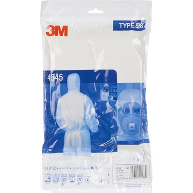 3M Schutzanzug 4545L, antistatisch und robust, Kleidergröße L, Weiß, Schutz gegen Stäube und Flüssigkeiten – Bild 4