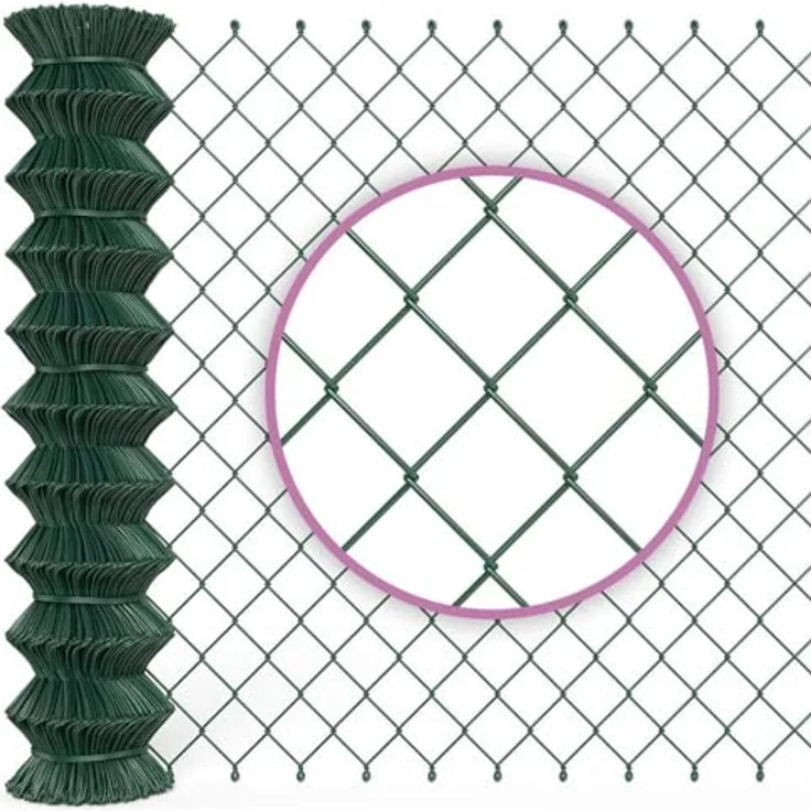 B!HOME Maschendrahtzaun grün, 80 cm hoch, 15 m lang, wetterfester Gartenzaun mit Viereckgeflecht für Grundstück und Tiergehege