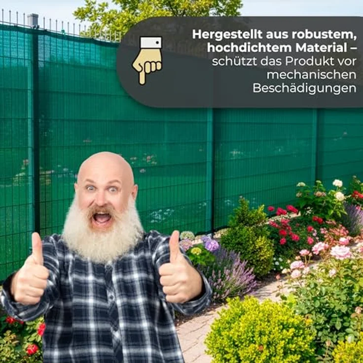 SPRINGOS Schattiernetz 1 x 50 m, Beschattungsnetz 140 g/m² in Grün, inkl. 200 Kabelbinder – 90% Schattenwirkung, optimaler Sichtschutz – Bild 2