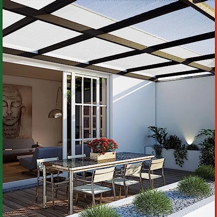 Deuba 14x Polycarbonat Hohlkammerstegplatten 4mm 10,25 m² Doppelstegplatte - 1210x605 Stegplatte Gewächshausplatte – Bild 2