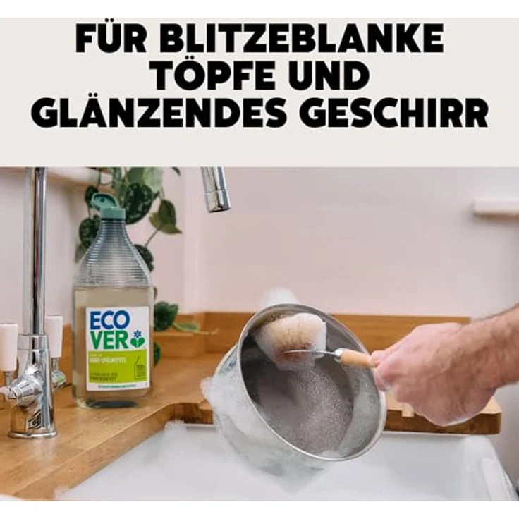 Ecover Hand-Spülmittel Zitrone & Aloe Vera, 950ml, kraftvoll reinigend, dermatologisch getestet, vegan, biologisch abbaubar – Bild 3