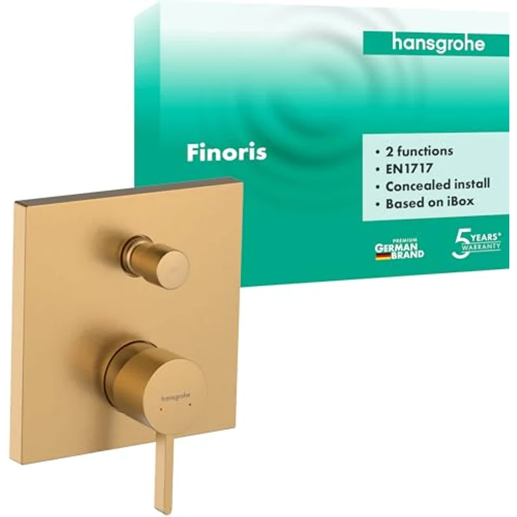 Hansgrohe Finoris, Badarmatur in gebürstetem Bronze für Duschinstallation mit integrierter Sicherheitskombination und Temperaturbegrenzer – Bild 1