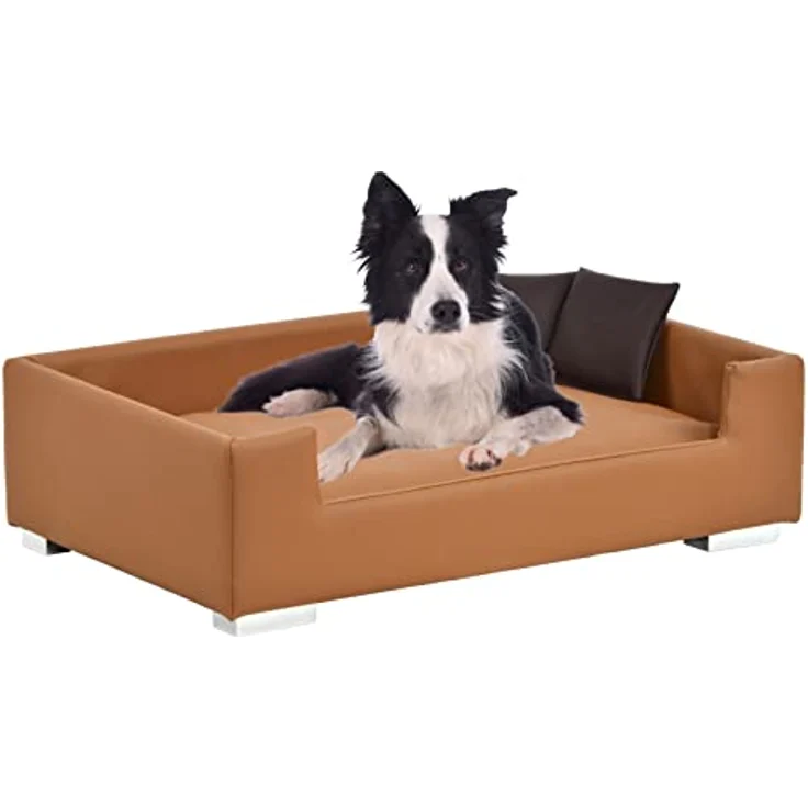 Rohrschneider® Hundesofa Candy | Hundebett Couch für ultimativen Komfort | Hunde Kissen mit Rand ideal als Hunde Reisebett | Hundkorb und Hundebett kleine Hunde (Nougat) – Bild 2