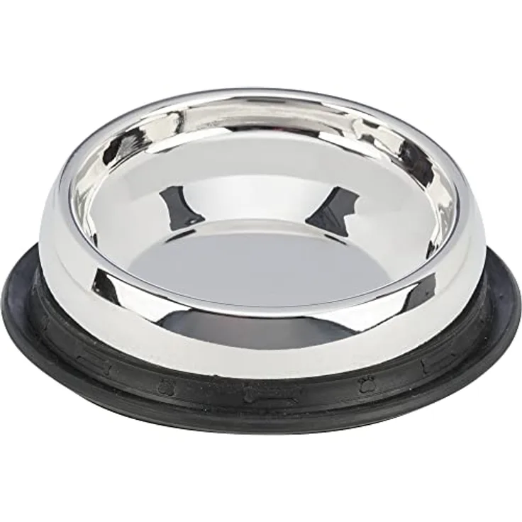 TRIXIE Napf, Kurznase, Edelstahl, 0,7 L/Ø 27 cm - 25201, Silber/schwarz