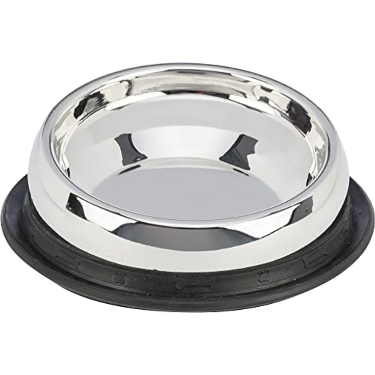 TRIXIE Napf, Kurznase, Edelstahl, 0,7 L/Ø 27 cm - 25201, Silber/schwarz – Bild 1