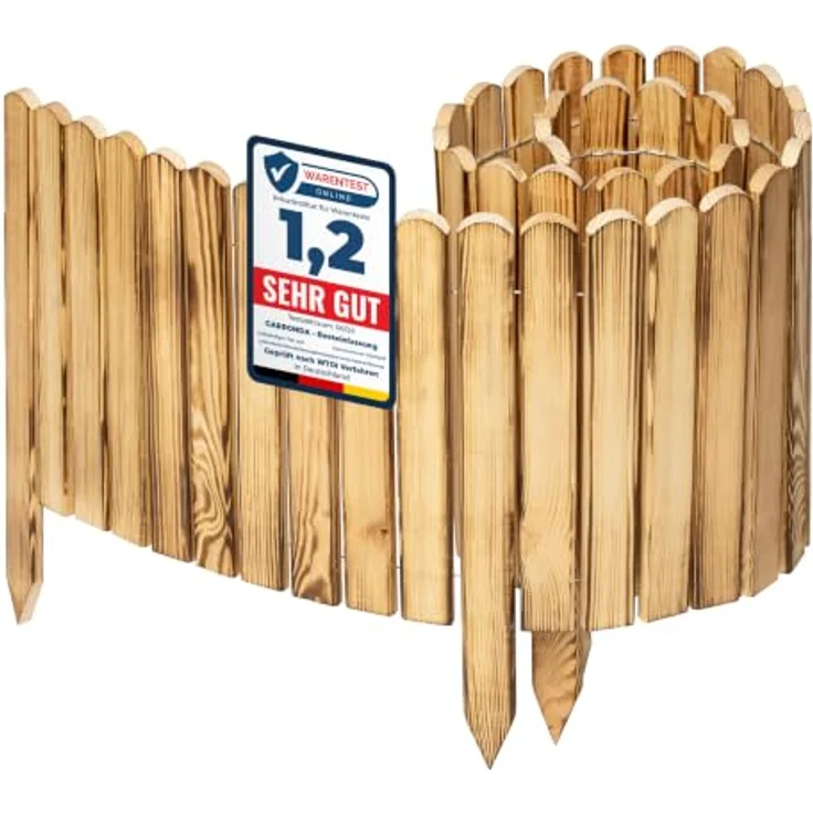 Garronda Rasenkante Beeteinfassung aus gebranntem Kiefernholz, 200x40 cm, flexible Montage und natürliche Beetbegrenzung – Bild 1