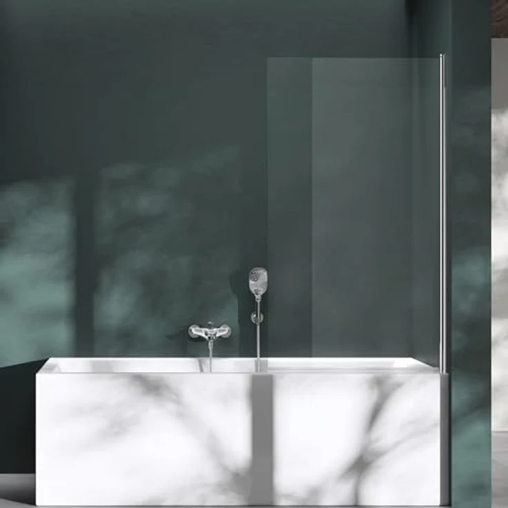 Mai & Mai Duschwand Cortona201, Badewannenwand aus 6mm ESG-Sicherheitsglas mit NANO-Versiegelung, 80x140cm, schwenkbar 180° – Bild 2