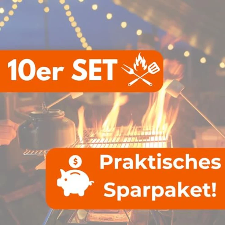 10 St. Grillspieß Holzgriff Lagerfeuer Stahl Fleisch Spieß Grillbesteck 100 cm – Bild 5