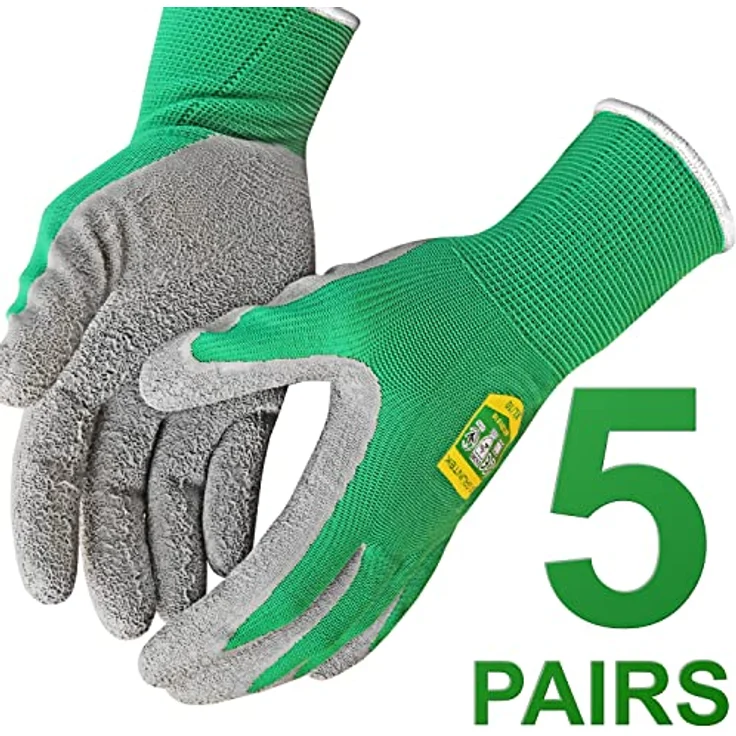 GRÜNTEK 5 Paar Gartenhandschuhe XL mit Latex-Beschichtung, strapazierfähig & wasserabweisend – Bild 2