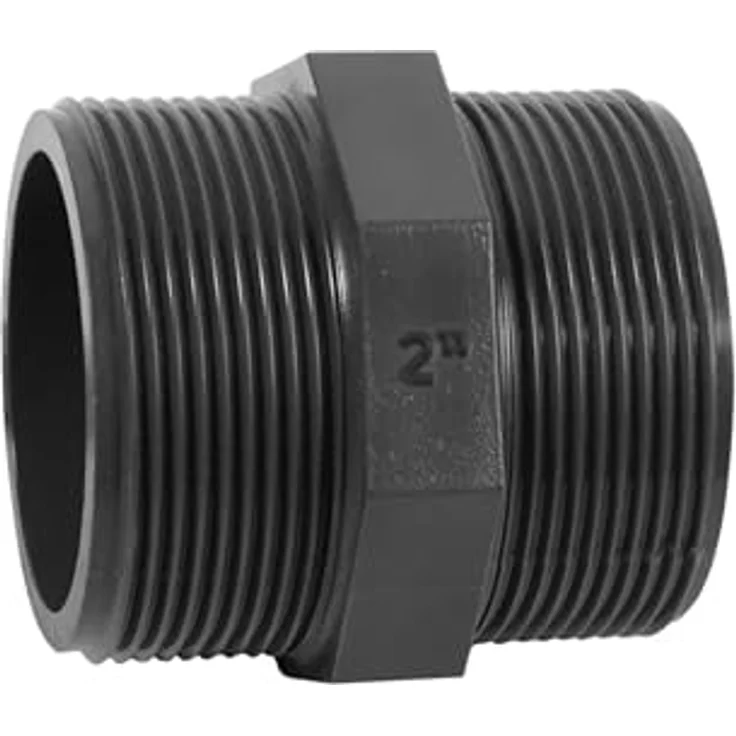 HAF PVC Fittings Doppelnippel 2" | Außengewinde x Außengewinde | Verbinder aus grauem PVC | PN16 für Verrohrung – Bild 1
