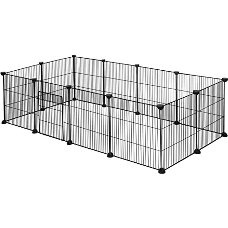 EUGAD Freigehege für Kaninchen 36cm hoch Indoor, Freilaufgehege Kaninchen draußen, Meerschweinchen gehege innen, Kleintiergehege Metallgitter, Gehege für Kleintiere DIY 142x36x72cm L – Bild 1
