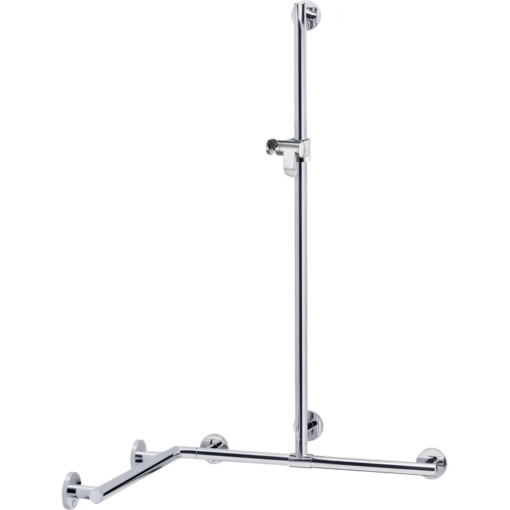 Keuco Handlauf Plan Care 34915, Duschhandlauf mit Brausestange 1079/1079/1263mm, silber eloxiert, ergonomisch, kratzfest, bis 115 kg belastbar