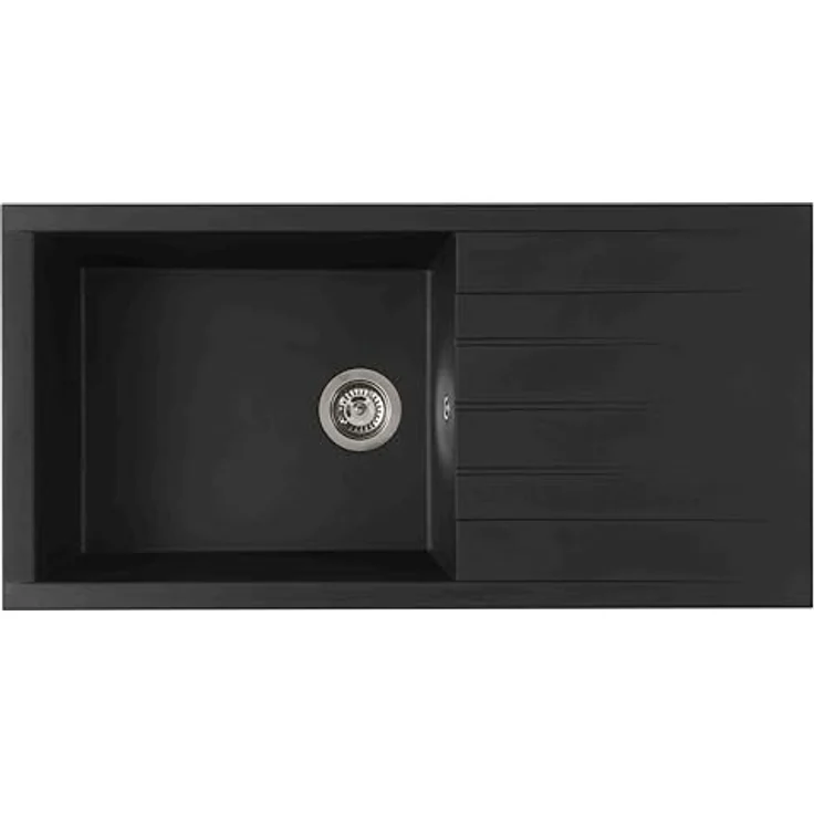 Respekta Houston Mineralitespüle, 1 Becken Einbauspüle in Schwarz, 100 x 50 cm, für Unterschränke ab 60 cm Breite, HOUSTON100X501BS – Bild 1