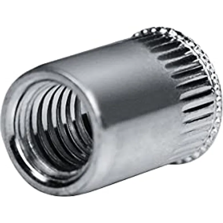 GOEBEL® Blindnietmuttern M8, 250 Stück, Stahl verzinkt, kleiner Senkkopf, Rundschaft, gerändelt, offen, 10,9 x 15,5 mm