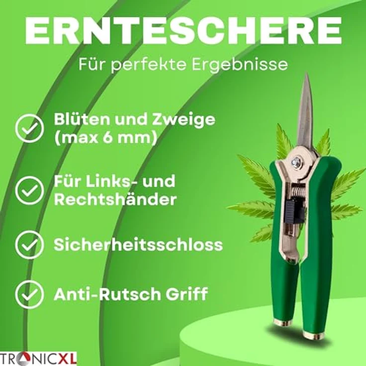 TronicXL Gartenschere Grow Ernte Set Mikroskop mit LED Ernteschere Akkus | 60-120x Vergrößerung, kompaktes Design, LED, wiederverwendbar | Grün – Bild 2